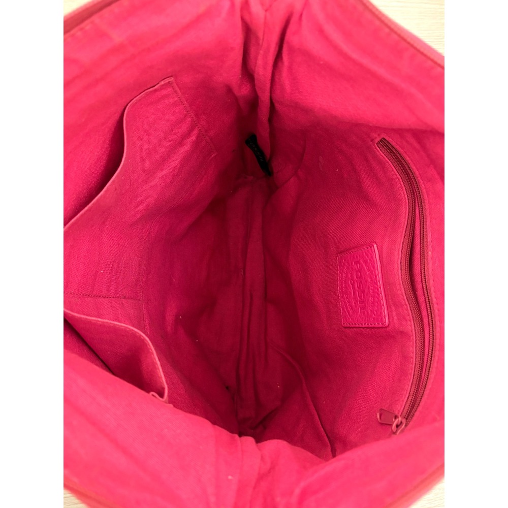 Y2K Fossil Vintage Hot Pink Leather Crossbody Bag Messenger Brass Hardware - Picture 3 of 6
